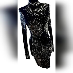 Elegant Black and Silver Embellished Dress